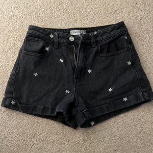 black jean shorts